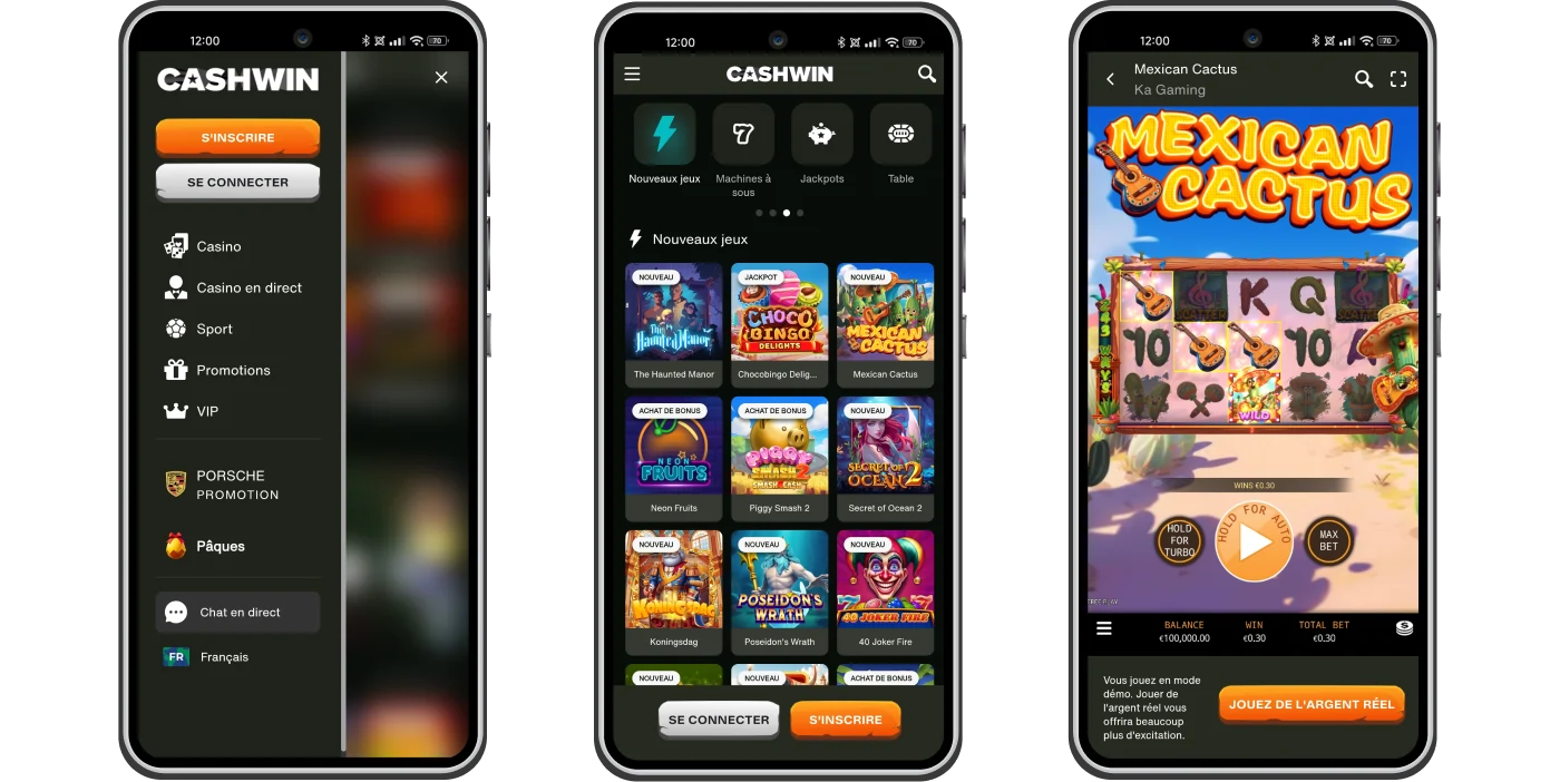 Version mobile de Cash Win Casino