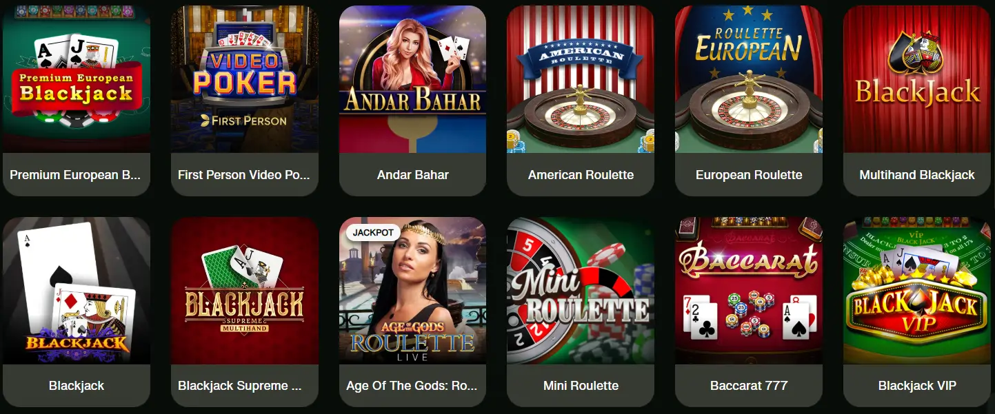 Jeux de table en direct sur Cash Win Casino