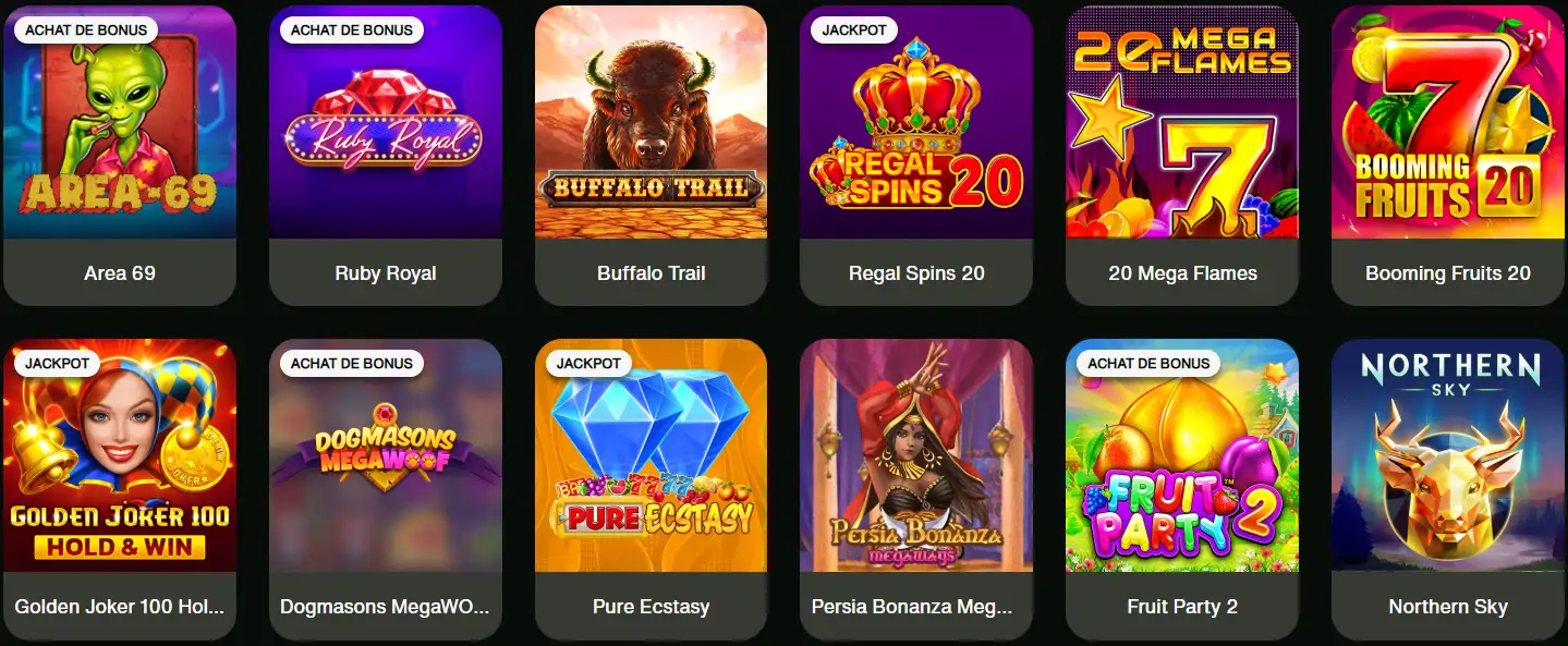 Toutes les machines à sous disponibles sur Cash Win Casino